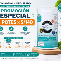 Colágeno hidrolizado con glucosamina y calcio promoción 2 potes por 140 soles